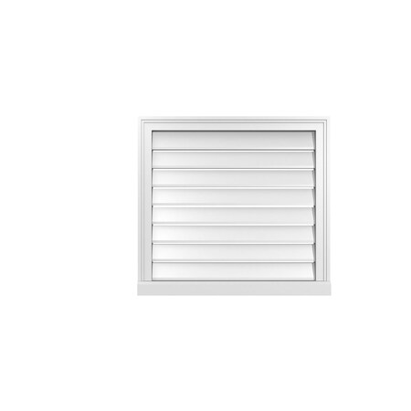 Ekena Millwork Vertical Surface Mount PVC Gable Vent: Functional, w/ 2"W x 2"P Brickmould Sill Frame, 28"W x 26"H GVPVE28X2603SF